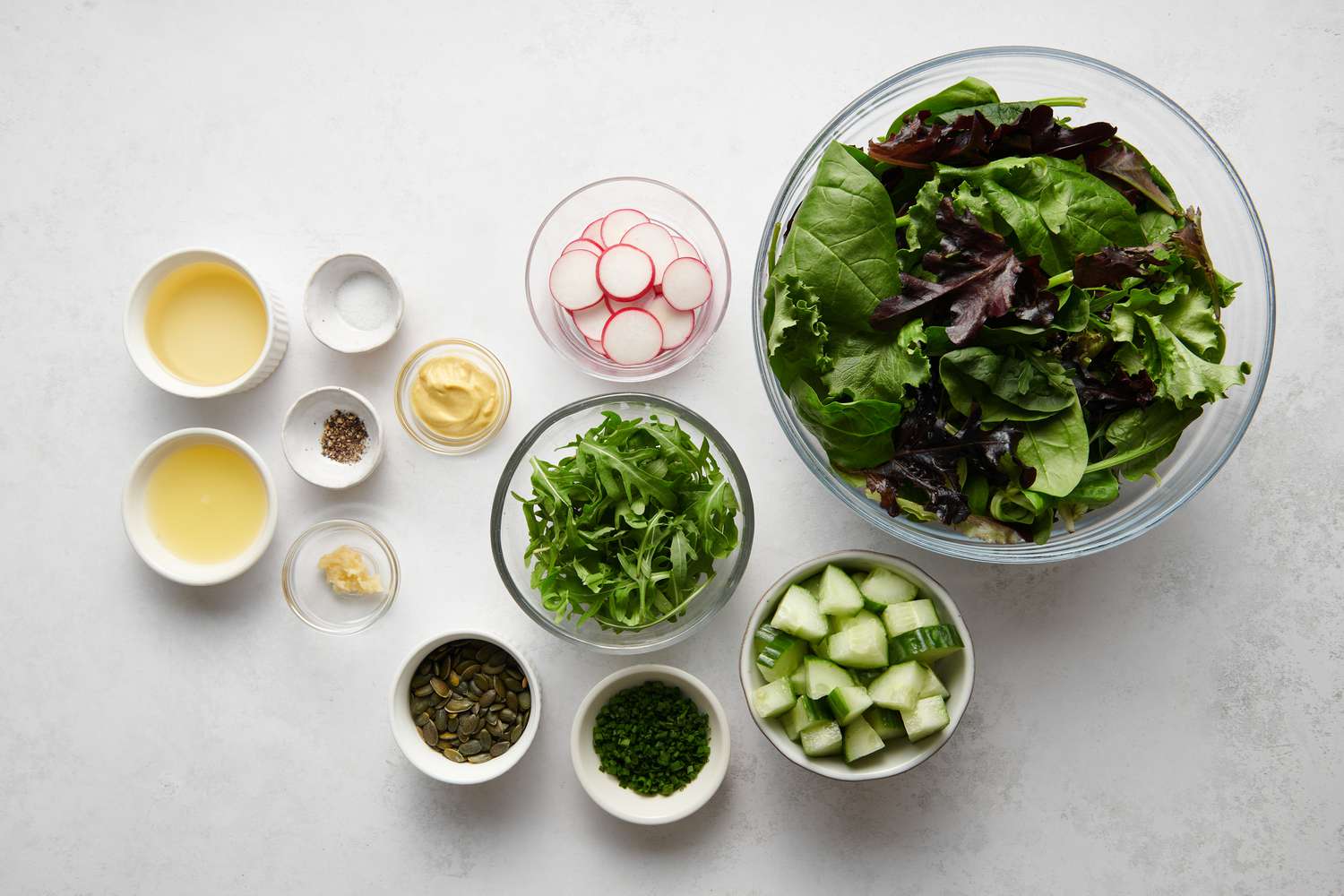 Ingredients to make a simple green salad