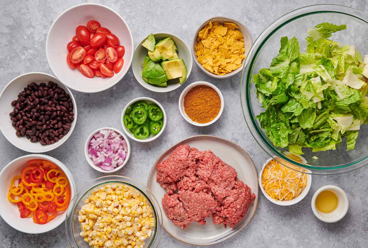 Ingredients to make taco salad